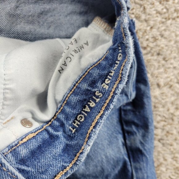 American Eagle Jeans Womens 6 Short Super High Rise Straight Denim Distressed - Picture 4 of 8